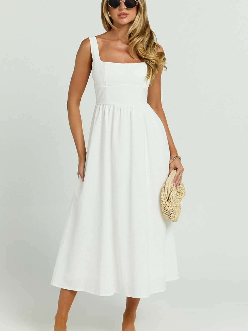 Showpo White Square Neck Midi Dress